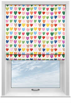 Wee Blue Bell Love Hearts, Multi - Roman Blind
